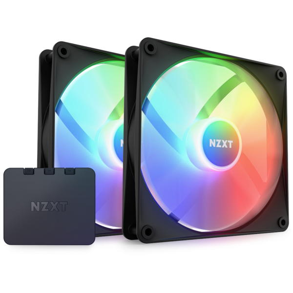 NZXT F140 RGB Core 140mm Twin Fan Pack Black With RGB Controller 500-1500rpm 89.48CFM 4-Pin PWM