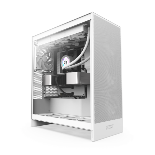 NZXT H7 Flow (2024) White Mid Tower Case 3 x 120mm Fans USB 3.2 Type-C Tempered Glass Side Window