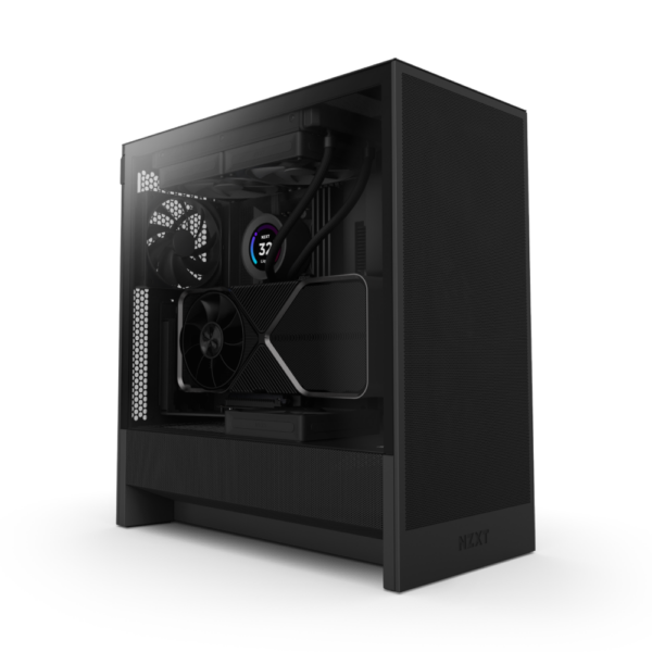 NZXT H5 Flow (2024) Black Mid Tower Case 2 x 120mm Fans USB 3.2 Type-C Tempered Glass Side Window