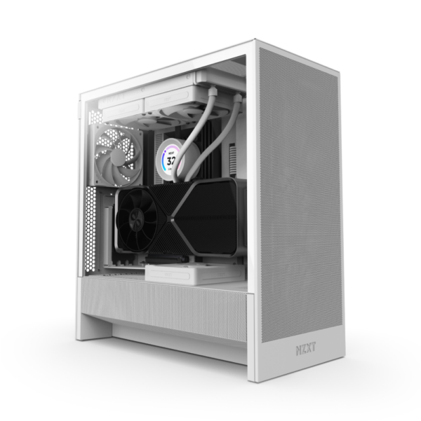 NZXT H5 Flow (2024) White Mid Tower Case 2 x 120mm Fans USB 3.2 Type-C Tempered Glass Side Window