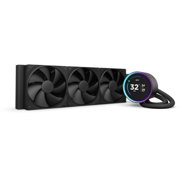 NZXT Kraken 360 Elite V2 2024 Black non RGB CPU AIO Liquid Cooler 3x120mm PWM Fans with 2.72" IPS LCD