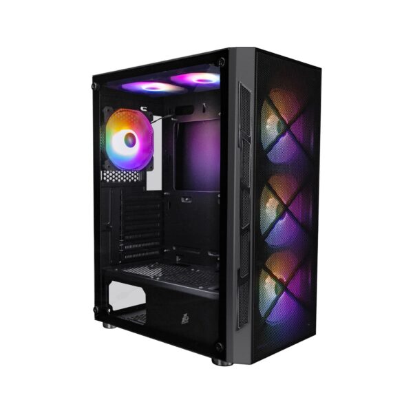 1st Player Firebase XP Mid Tower Case with 6 x 120mm RGB Fans Tempered Glass Side Window