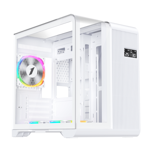 1st Player RT5 Micro ATX White Case with 3 x 120mm RGB Fans Tempered Glass Window