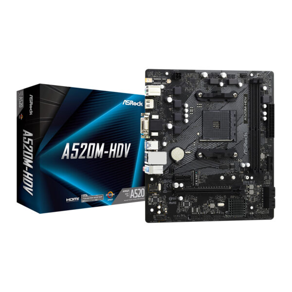 Asrock A520M-HDV AMD A520 AM4 Micro ATX 2 DDR4 VGA DVI HDMI M.2