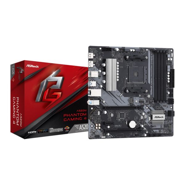 Asrock A520M PHANTOM GAMING 4 AMD A520 AM4 Micro ATX 4 DDR4 HDMI DP 2x M.2