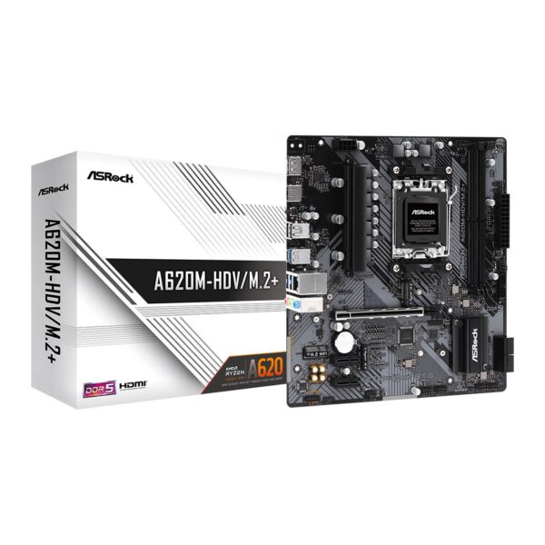 Asrock A620M-HDV/M.2+ AMD A620 AM5 Micro ATX 2 DDR5 HDMI DP GB LAN PCIe4 2x M.2