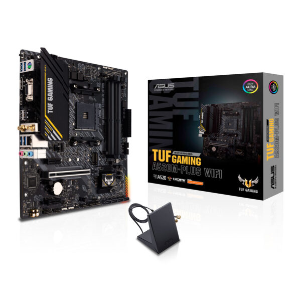 Asus TUF GAMING A520M-PLUS WIFI AMD A520 AM4 Micro ATX 4 DDR4 VGA HDMI DP AC Wi-Fi 1x M.2