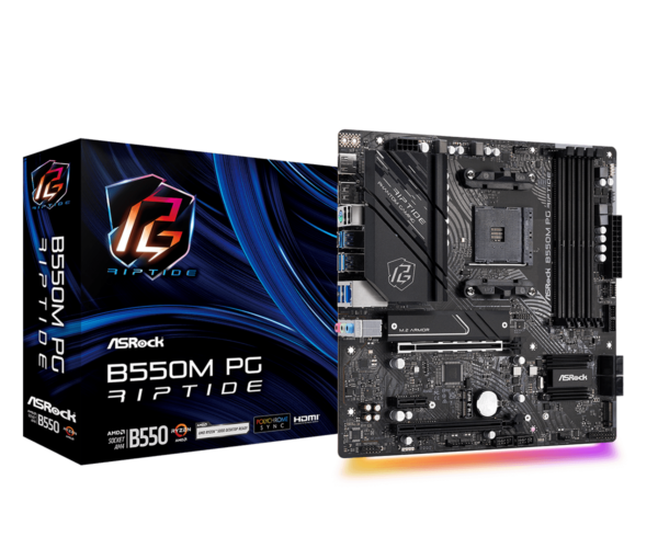 Asrock B550M PHANTOM GAMING RIPTIDE AMD B550 AM4 Micro ATX 4 DDR4 HDMI DP XFire 2.5GB LAN RGB 2x M.2