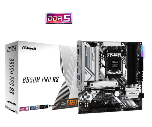 Asrock B650M PRO RS AMD B650 AM5 Micro ATX 4 DDR5 HDMI DP 2.5G LAN PCIe4 RGB 3x M.2