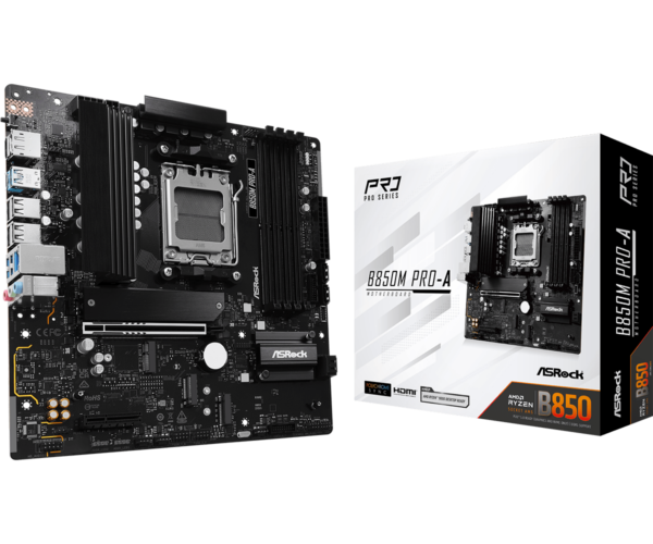 Asrock B850M PRO-A AMD B850 AM5 Micro ATX 4 DDR5 HDMI DP 2.5G LAN 3x M.2