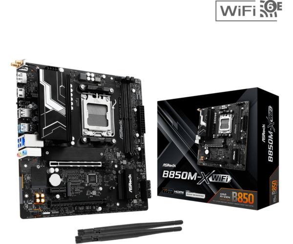 Asrock B850M-X WIFI AMD B850 AM5 Micro ATX 2 DDR5 HDMI DP Wi-Fi 6E 2.5G LAN 2x M.2