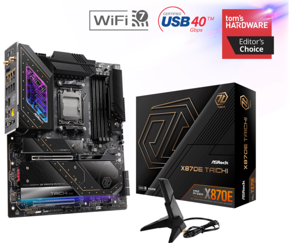 Asrock X870E TAICHI AMD X870E AM5 EATX 4 DDR5 HDMI 2 USB4 Wi-Fi 7 5G LAN RGB 4x M.2