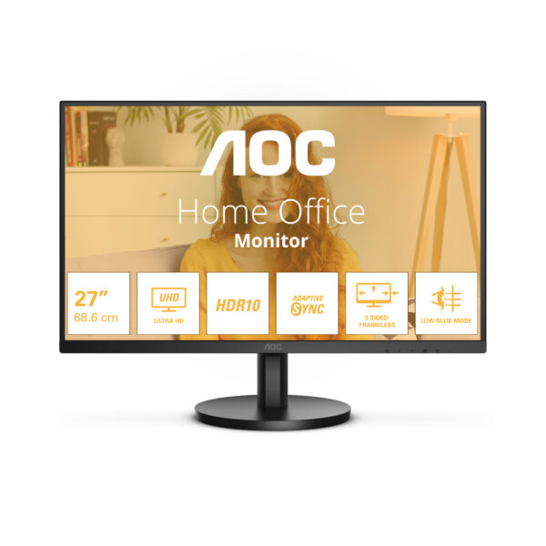 AOC 27" U27B3M Monitor 60Hz 4 ms Adaptive Sync UHD 3840x2160 4K HDR 10 HDMI/DisplayPort