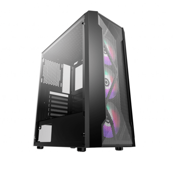 AvP Quasar Mid Tower Case 3 x 120mm RGB Fans Tempered Glass Side Window