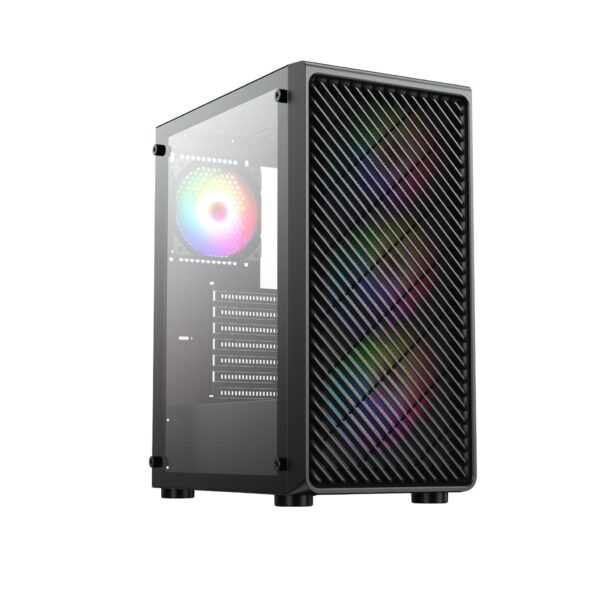 AvP X1 Mesh RGB Mid Tower Case 4 x 120mm RGB Fans Tempered Glass Side Window