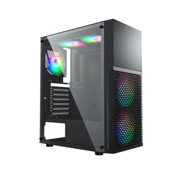 AvP X7 Mesh RGB Mid Tower Case with 3 x 120mm RGB Fans Tempered Glass Side Window