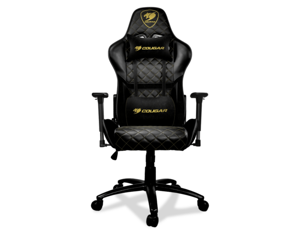 Cougar Armor One Royal Black with Gold Trim Height Adjustable Reclining Gaming Chair