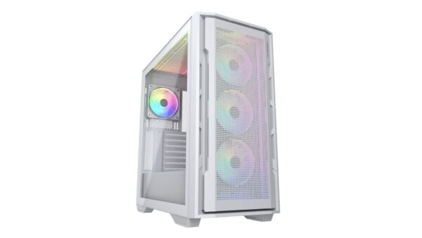 Cougar Uniface RGB Mid Tower White Case with 4 x 120mm ARGB Fans Tempered Glass Side Window