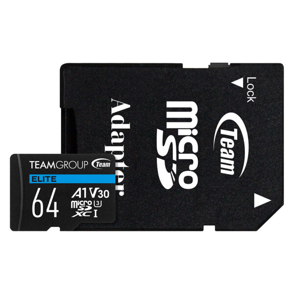 Team 64GB Elite A1 Micro SDXC Card with SD Adapter UHS-I Class 3 U3 A1 App Performance 100MB/s