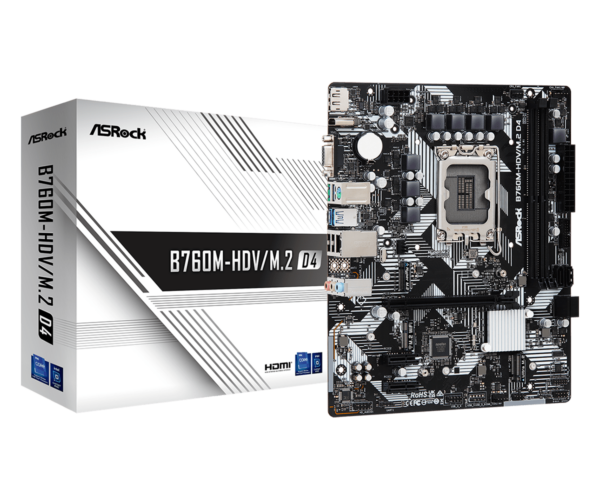 Asrock B760M-HDV/M.2 D4 Intel B760 1700 Micro ATX 2 DDR4 VGA HDMI DP GB LAN PCIe4 2x M.2