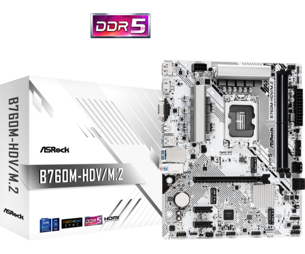 Asrock B760M-HDV/M.2 Intel B760 1700 Micro ATX 2 DDR5 VGA HDMI DP 2.5G LAN PCIe4 2x M.2