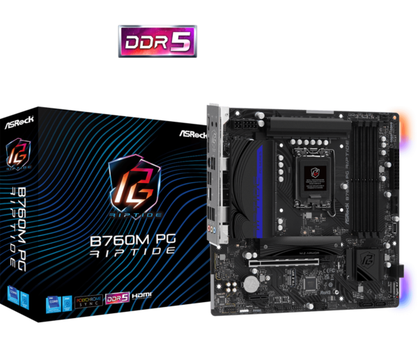 Asrock B760M PG RIPTIDE Intel B760 1700 Micro ATX 4 DDR5 HDMI DP 2.5G LAN PCIe4 RGB 2x M.2