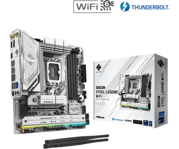 Asrock B860M STEEL LEGEND WIFI Intel B860 1851 Micro ATX 4 DDR5 HDMI DP TB4 Wi-Fi 6E 2.5G LAN RGB 4x M.2