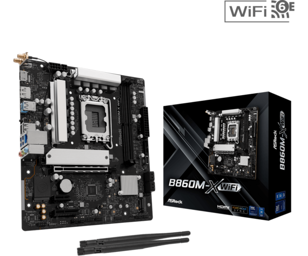 Asrock B860M-X WIFI Intel B860 1851 Micro ATX 2 DDR5 HDMI DP Wi-Fi 6E 2.5G LAN 2x M.2