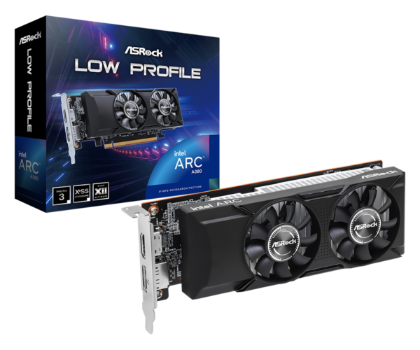 Asrock Intel ARC A380 Low Profile 6GB 6GB DDR6 HDMI DP 2000MHz Clock 0dB Cooling