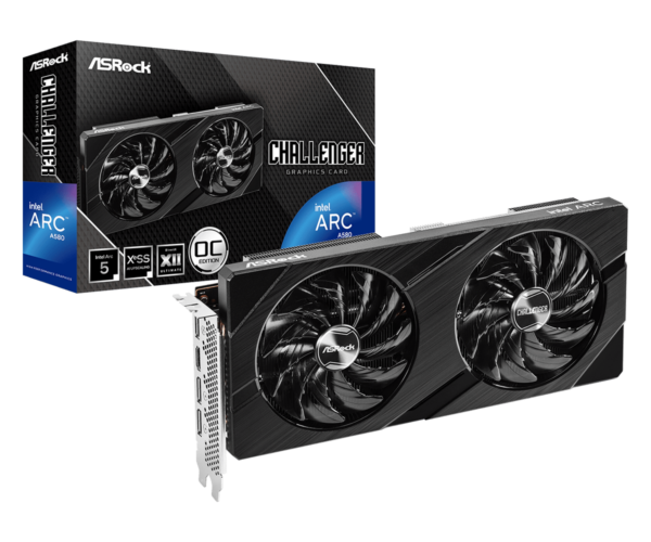 Asrock Intel ARC A580 Challenger 8GB OC 8GB DDR6 PCIe4 HDMI 3 DP 2000MHz Clock 0dB Cooling Overclocked