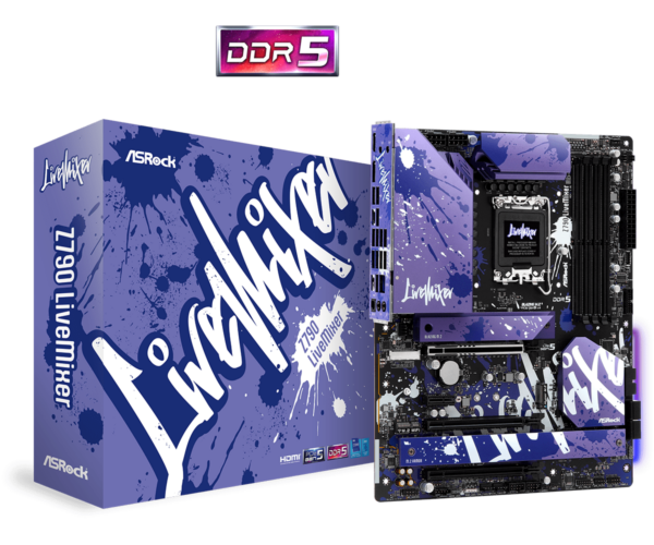 Asrock Z790 LIVEMIXER Intel Z790 1700 ATX 4 DDR5 HDMI DP eDP 2.5G LAN PCIe5 RGB 5x M.2