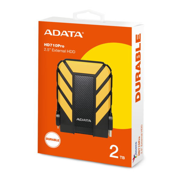 ADATA 2TB HD710 Pro Rugged External Hard Drive 2.5" USB 3.1 IP68 Water/Dust Proof Shock Proof Yellow