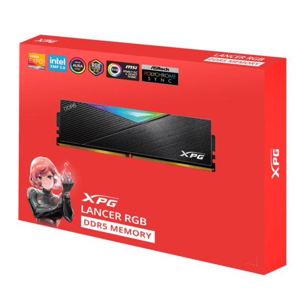 ADATA XPG Lancer RGB 32GB Kit (2x16GB) DDR5 6400MHz (PC5-51200) CL32 1.4V ECC XMP 3.0 PMIC DIMM Memory Black