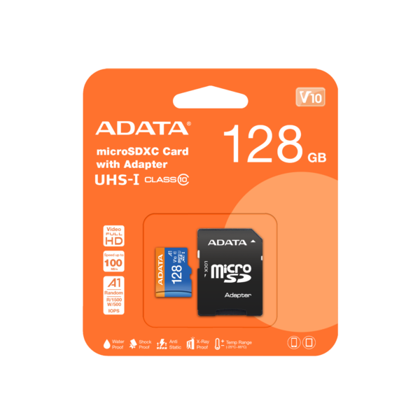 ADATA 128GB Premier Micro SDXC Card with SD Adapter UHS-I Class 10 A1 App Performance 85MB/s