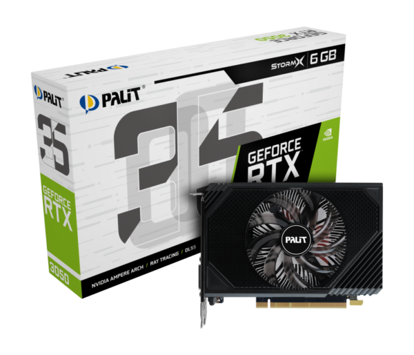 Palit RTX 3050 StormX 6GB DDR6 DVI HDMI DP 1470MHz Clock Compact Design